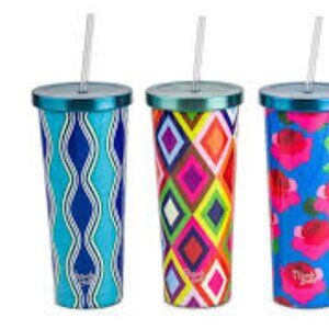 French Bull 24 oz Chilly Tumbler Blue Geo Hot Cold Icy Condensation Free New